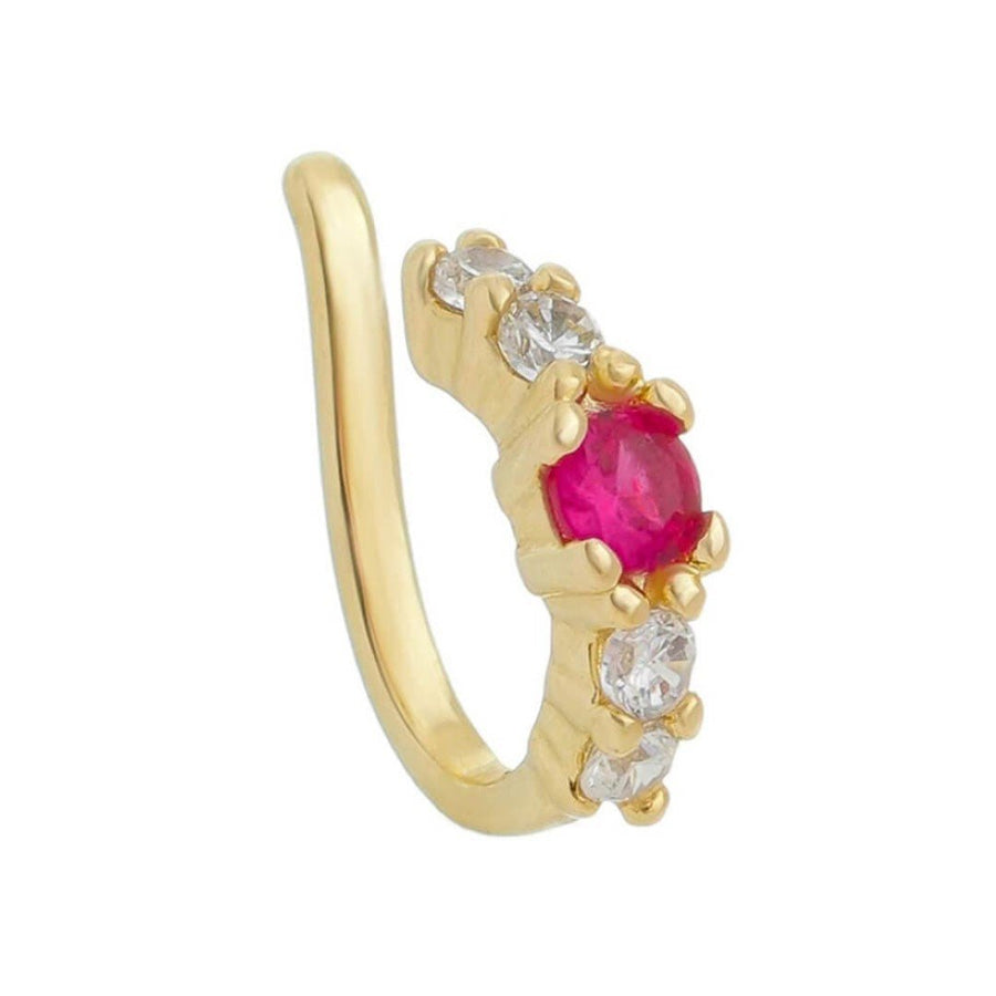 Piercing de Pressão Bebel Zircônia Pink Folheado a Ouro 18k - Piuka
