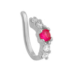 Piercing de Pressão Bebel Zircônia Pink Folheado em Ródio Branco - Piuka