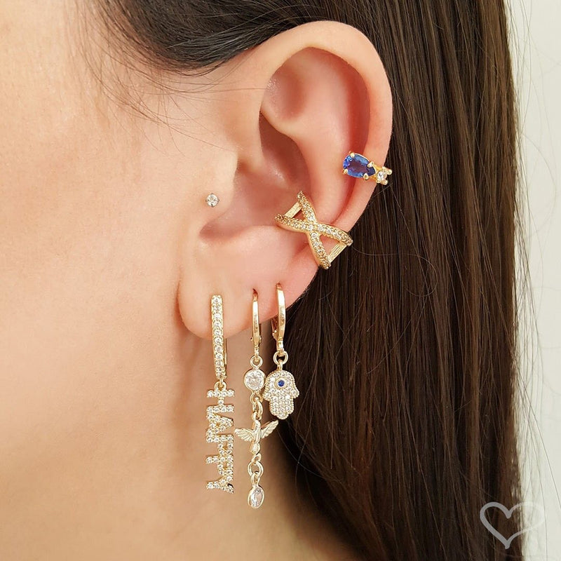 Piercing de Pressão Camy Gota Safira Zircônia Folheado a Ouro 18k Piuka - Piuka