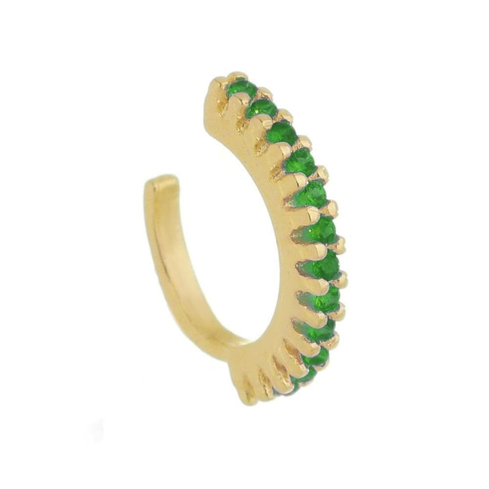 Piercing de Pressão Piuka Ivy Argola Zircônia Esmeralda Folheado a Ouro 18k