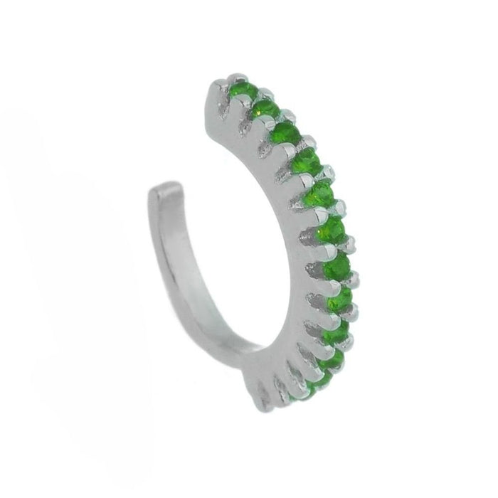 Piercing de Pressão Piuka Ivy Argola Zircônia Esmeralda Folheado em Ródio Branco