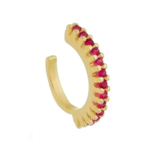 Piercing de Pressão Piuka Ivy Argola Zircônia Pink Folheado a Ouro 18k - Piuka