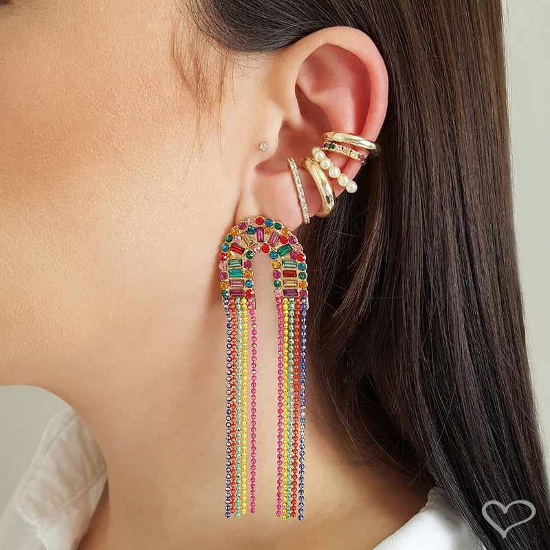 Piercing de Pressão Piuka Jana Zircônias Coloridas Folheado a Ouro 18k - Piuka