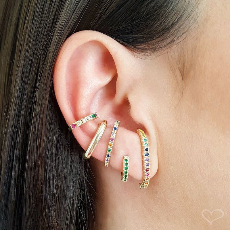 Piercing de Pressão Piuka Jana Zircônias Coloridas Folheado a Ouro 18k - Piuka