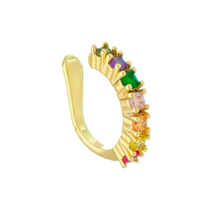Piercing de Pressão Piuka Jana Zircônias Coloridas Folheado a Ouro 18k - Piuka