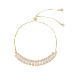 Pulseira Ajustável Folheada a Ouro 18k Taylor Média Zircônia Baguete Cristal - Piuka