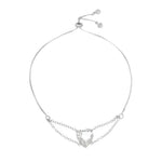 Pulseira Ajustável Folheada em Ródio Branco Coração Zircônias Cristal Breila - Piuka