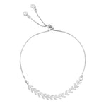 Pulseira Ajustável Folheada em Ródio Branco Kylie Folhinhas Piuka - Piuka