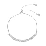 Pulseira Ajustável Folheada em Ródio Branco Riviera Chiara Zircônia Média Cristal - Piuka