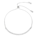 Pulseira Ajustável Folheada em Ródio Branco Riviera Chiara Zircônia Mini Cristal - Piuka
