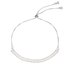 Pulseira Ajustável Folheada em Ródio Branco Taylor Pequena Zircônias Baguete Cristal - Piuka