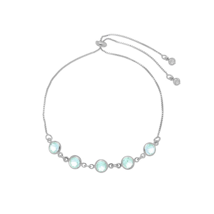 Pulseira Ajustável Folheada em Ródio Branco Zircônias Acqua Betina Piuka - Piuka