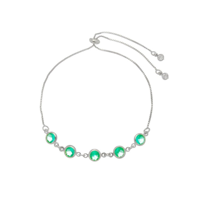 Pulseira Ajustável Folheada em Ródio Branco Zircônias Turmalina Betina