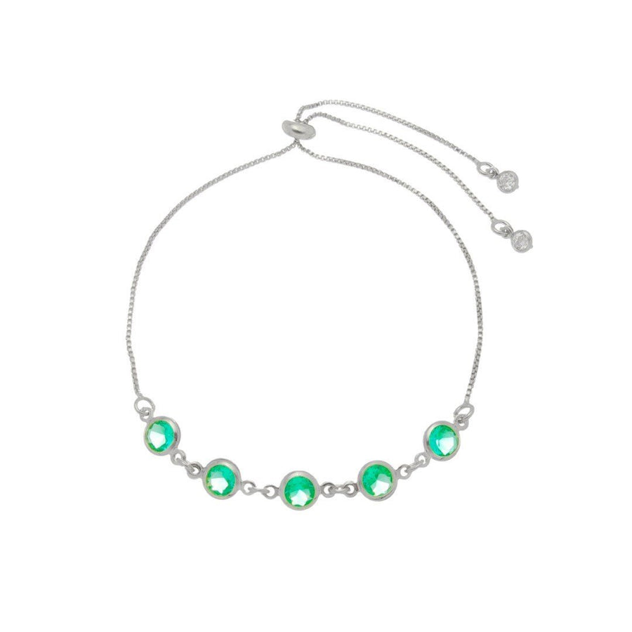 Pulseira Ajustável Folheada em Ródio Branco Zircônias Turmalina Betina - Piuka