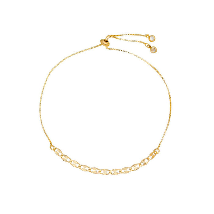 Pulseira Ajustável Linda Elos Diamantados Folheada a Ouro 18k