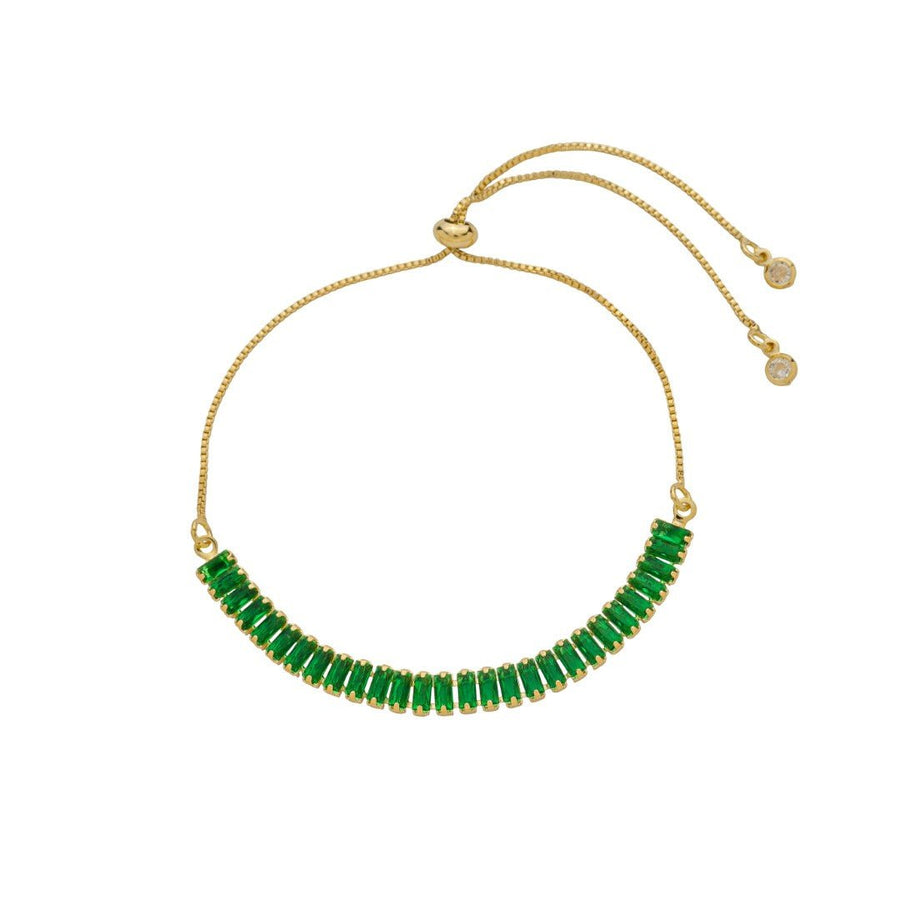 Pulseira Ajustável Taylor P Zircônias Esmeralda Folheada a Ouro 18k - Piuka