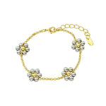 Pulseira Alice Flor Mini Folheada a Ouro 18k e Folheada em Ródio Branco - Piuka