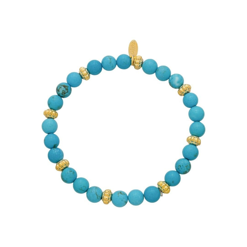 Pulseira Bella Howlita Turquesa Folheado a Ouro 18k - Piuka