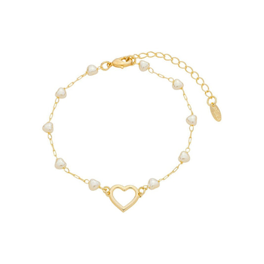 Pulseira Coração Thainá Pérolas Folheado a Ouro 18k - Piuka