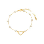 Pulseira Coração Thainá Pérolas Folheado a Ouro 18k - Piuka