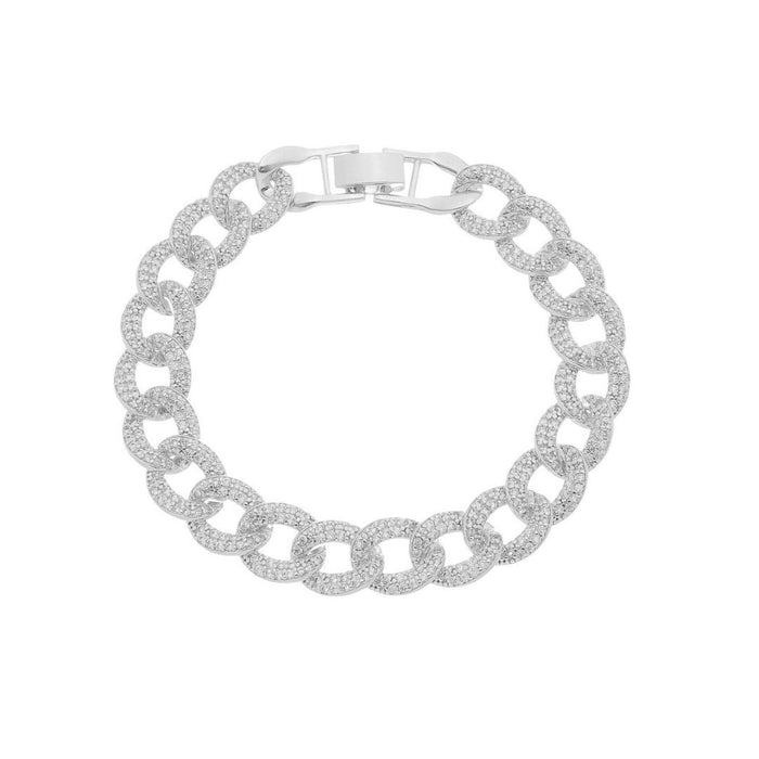 Pulseira de Elos Holly Zircônias Folheada em Ródio Branco