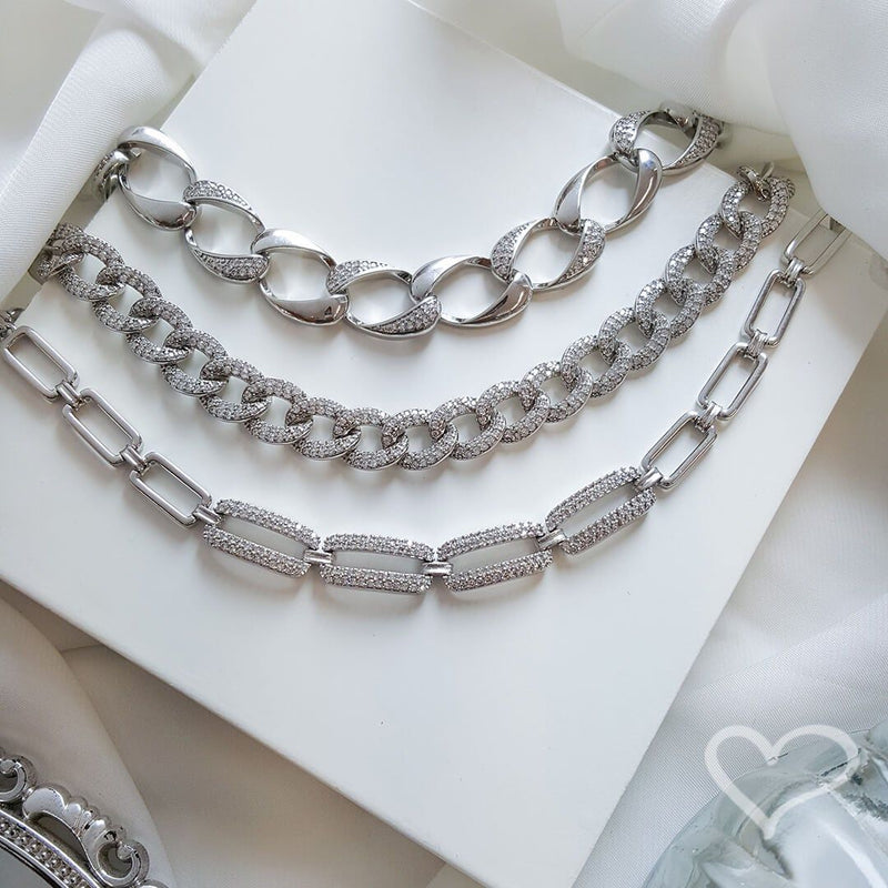 Pulseira de Elos Holly Zircônias Folheada em Ródio Branco - Piuka