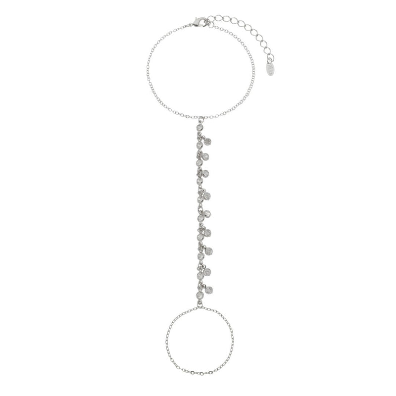 Pulseira de Mão Alice Zircônias Folheada em Ródio Branco - Piuka