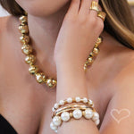 Pulseira de Pérolas Leonor Tubos Metal Folheado a Ouro 18k - Piuka