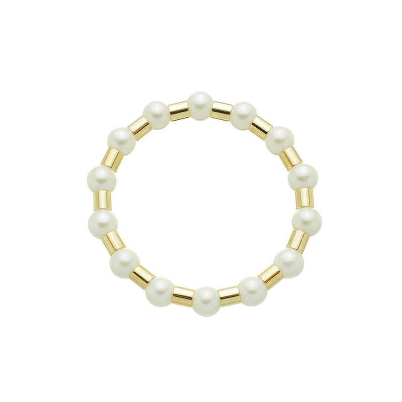 Pulseira de Pérolas Leonor Tubos Metal Folheado a Ouro 18k - Piuka