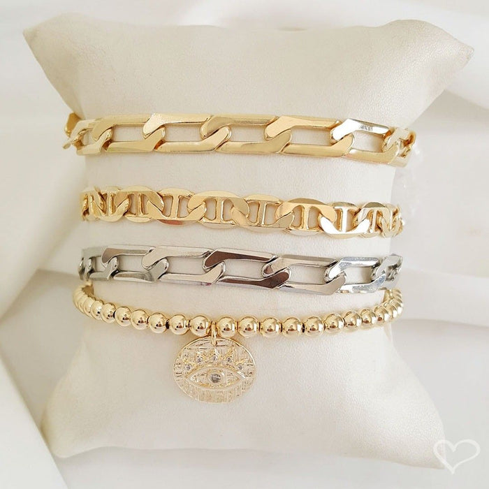 Pulseira Feminina Elos Folheada em Ródio Branco Natália