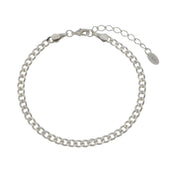 Pulseira Feminina Elos Groumet Folheada em Ródio Branco Lili - Piuka