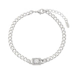 Pulseira Feminina Elos Grumet Zircônias Folheada em Ródio Branco Letizia - Piuka