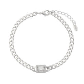 Pulseira Feminina Elos Grumet Zircônias Folheada em Ródio Branco Letizia - Piuka