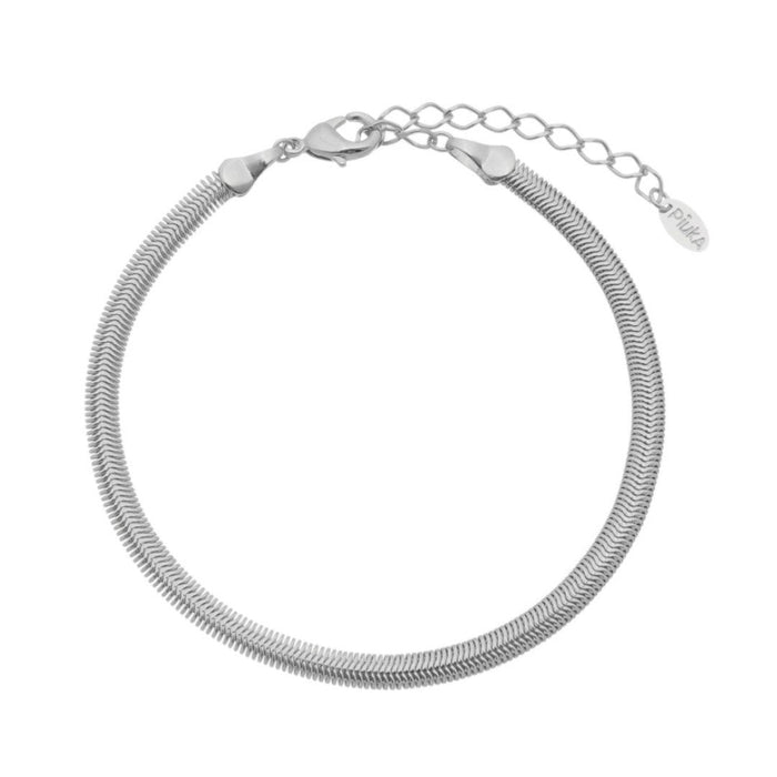 Pulseira Feminina Fernanda Malha Metal Fina Folheada em Ródio Branco