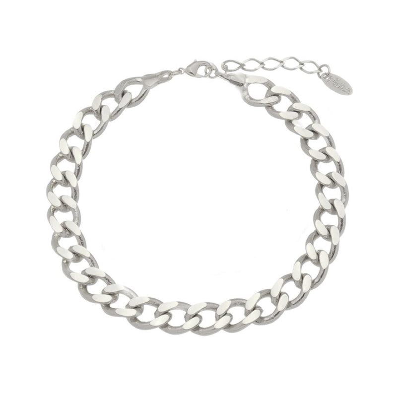Pulseira Feminina Raiza Elos Grumet Folheada em Ródio Branco - Piuka
