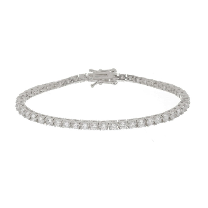 Pulseira Feminina Riviera Megan Zircônias Folheada em Ródio Branco