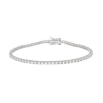 Pulseira Feminina Riviera Zircônias Prata 925 Banhada em Ródio Branco Eugene - Piuka