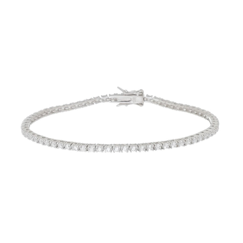 Pulseira Feminina Riviera Zircônias Prata 925 Banhada em Ródio Branco Eugene - Piuka