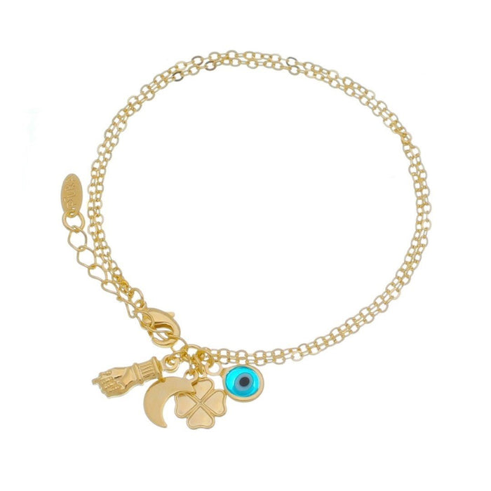 Pulseira Folheada a Ouro 18k 2 Voltas Correntes Ely