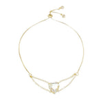Pulseira Folheada a Ouro 18k Ajustável Coração Zircônias Cristal Breila - Piuka