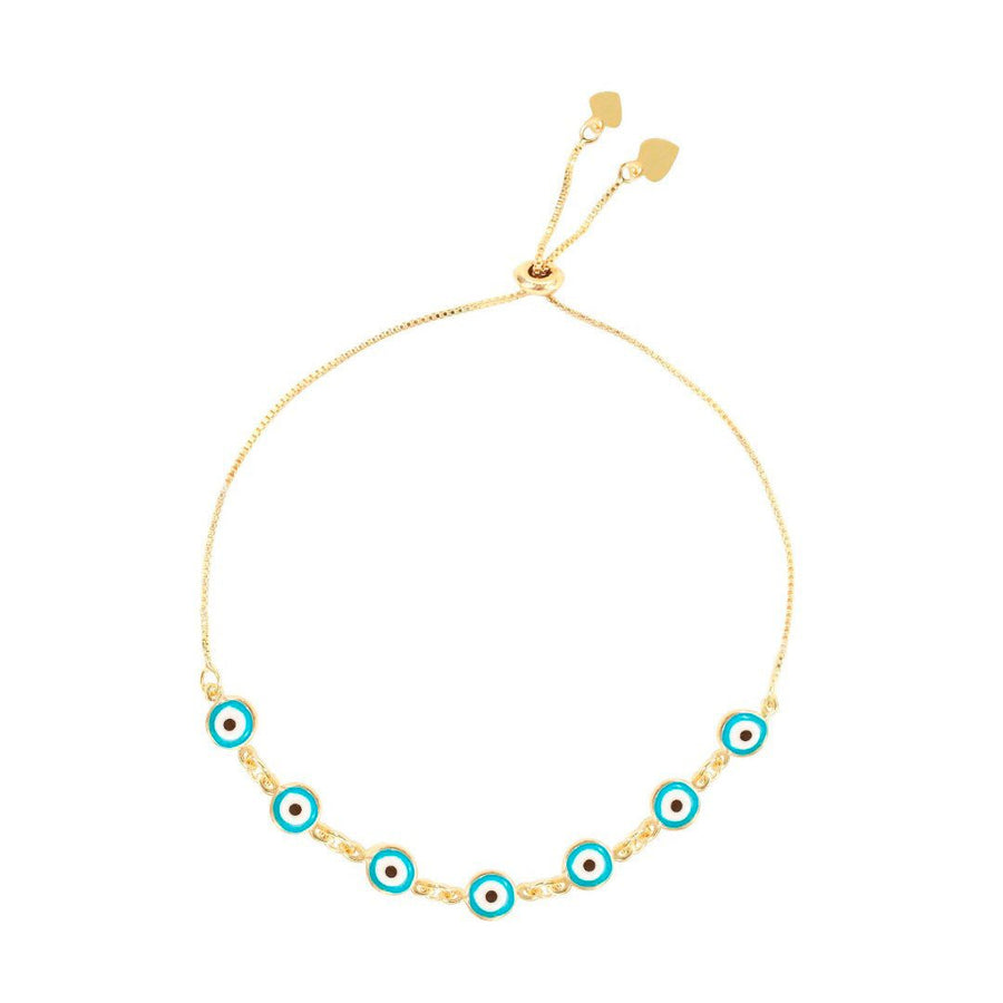 Pulseira Folheada a Ouro 18k Ajustável Grécia Olho Grego Pequeno Piuka - Piuka