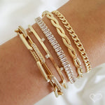 Pulseira Folheada a Ouro 18k Ajustável Pequena Zircônias Baguete Cristal Taylor - Piuka