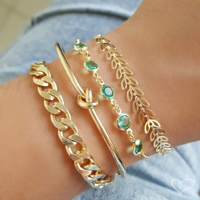 Pulseira Folheada a Ouro 18k Ajustável Zircônias Azul Betina