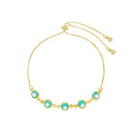 Pulseira Folheada a Ouro 18k Ajustável Zircônias Azul Betina - Piuka