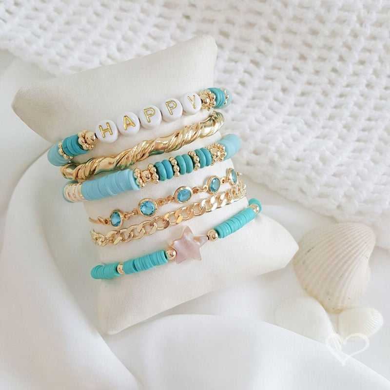 Pulseira Folheada a Ouro 18k Ajustável Zircônias Azul Betina - Piuka