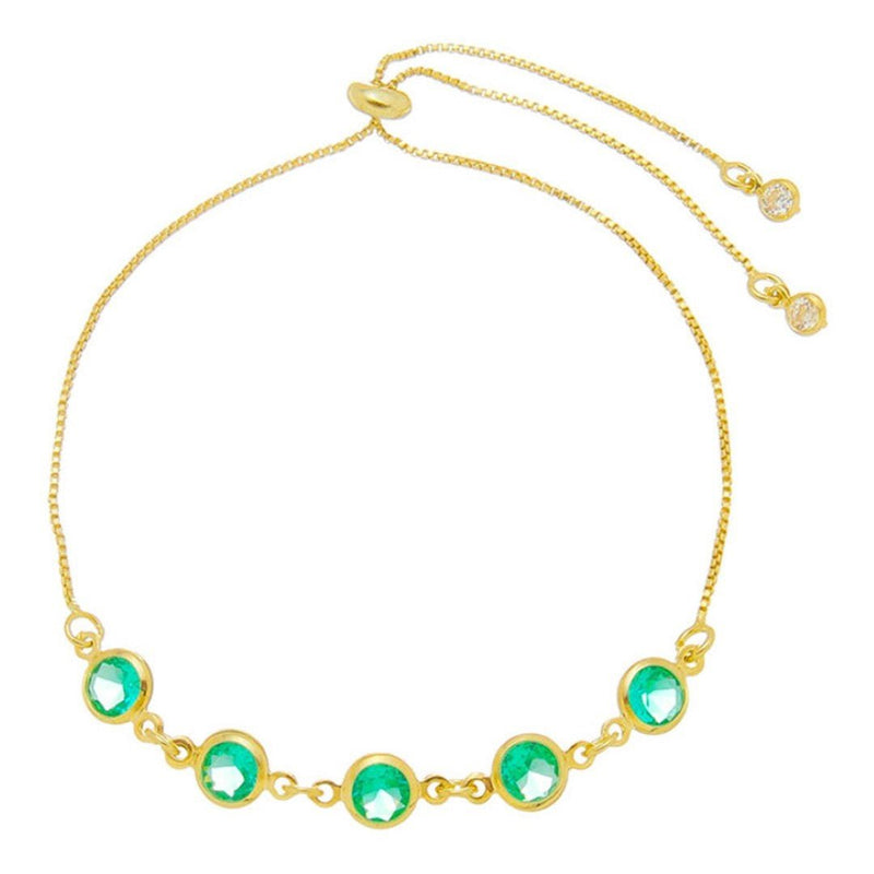 Pulseira Folheada a Ouro 18k Ajustável Zircônias Turmalina Betina - Piuka