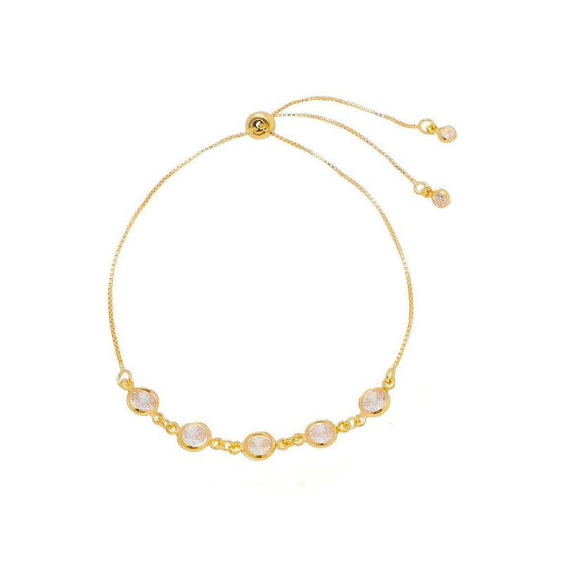 Pulseira Folheada a Ouro 18k Betina Ajustável Zircônias - Piuka