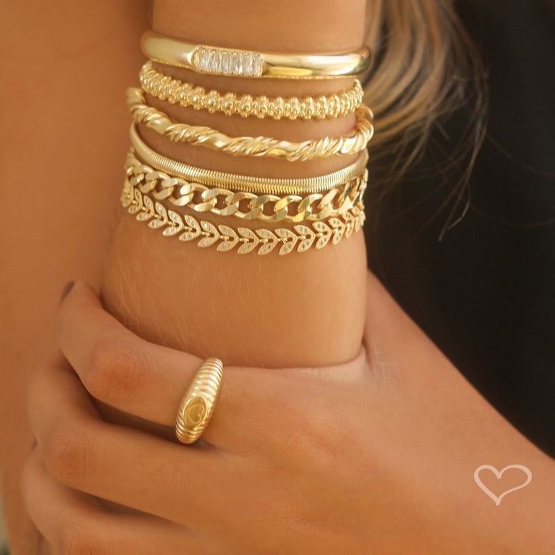 Pulseira Folheada a Ouro 18k Malha Metal Fina Fernanda - Piuka