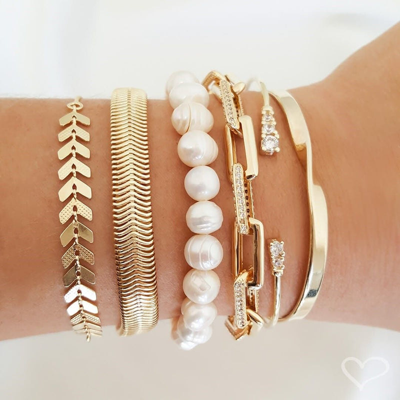 Pulseira Folheada a Ouro 18k Malha Metal Larga Fernanda - Piuka