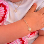 Pulseira Infantil Mini Medalha Nossa Senhora das Graças Zircônias Folheada a Ouro 18k - Piuka